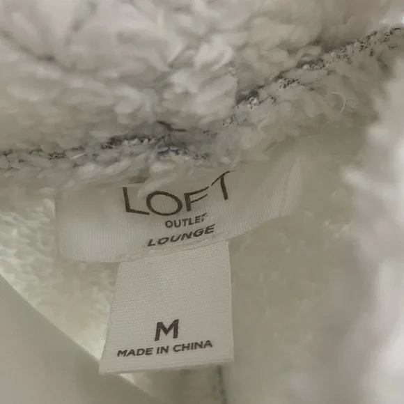 Ann Taylor LOFT Sherpa Lined Fly Away Open Front Jacket Cardigan Gray Medium - Picture 8 of 8